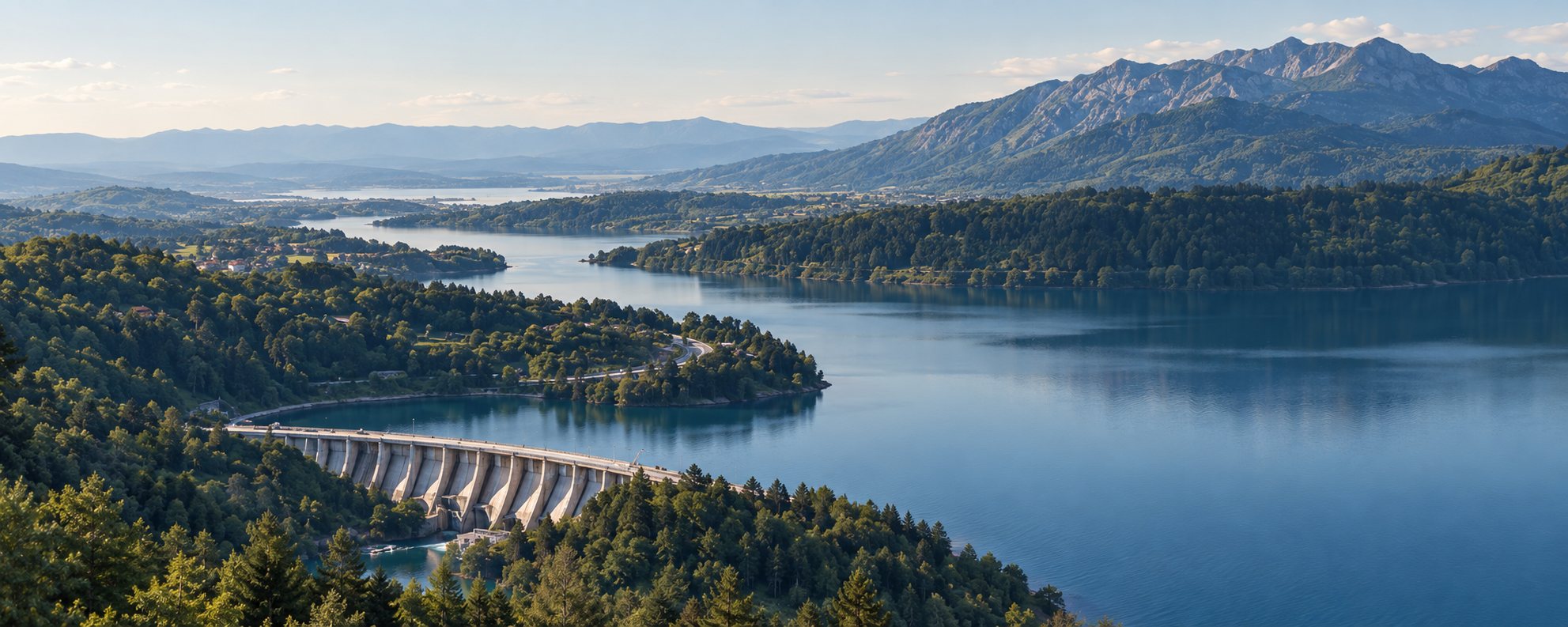 Barrage hydroélectrique sur un lac de montagne